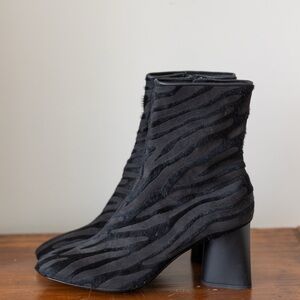 rag & bone Black Zebra-Pattern Ankle Booties
